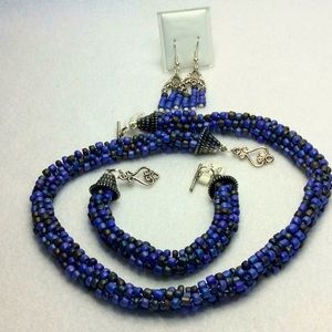 FINAL SALE PRICE Lia Rosa Handmade Black & Blue Jewelry Set